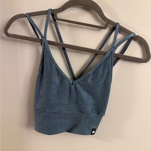 booty by Brabants Ribbed Strappy Sports Bra Crop Top Blue 🖤